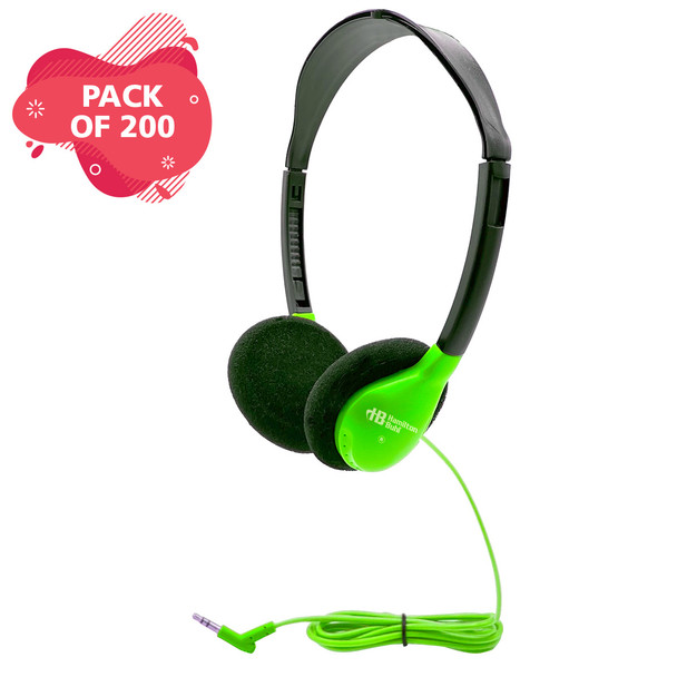 HamiltonBuhl Personal On-Ear Stereo Headphone  GREEN - 200 Pack