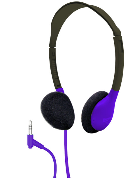HamiltonBuhl Personal On-Ear Stereo Headphone  PURPLE - 200 Pack