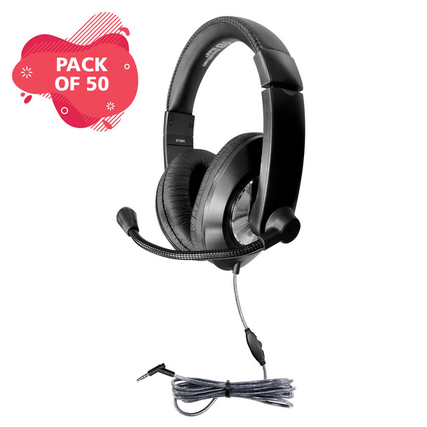 Smart-Trek Deluxe Stereo Headset with In-Line Volume Control and 3.5mm TRRS Plug - 50 Pack