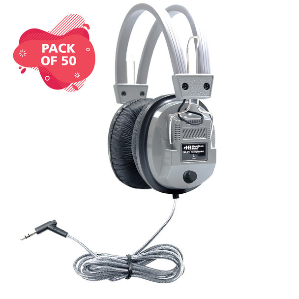 SchoolMate Deluxe Stereo Headphone with 3.5mm Plug and Volume Control - 50 Pack