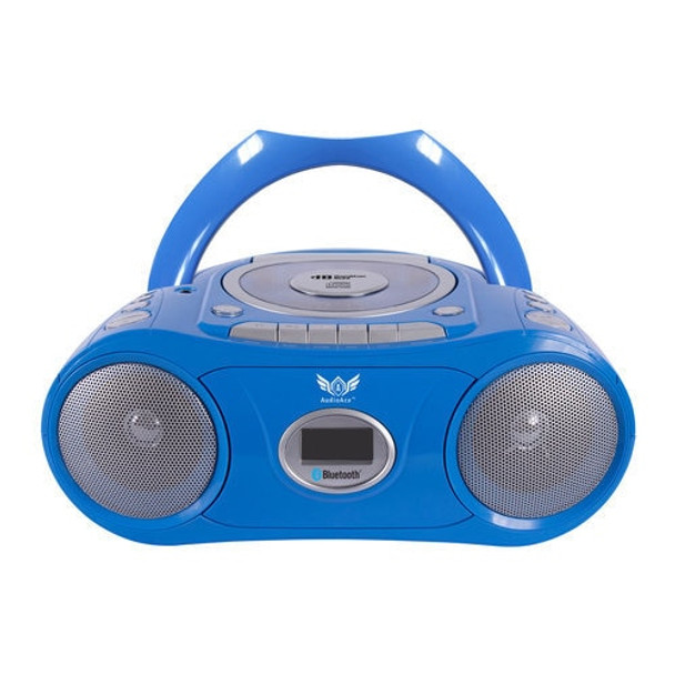 6-Station Listening Center with AudioAce Boombox, Jackbox and Smart-Trek Deluxe Headphones with Blue Accents