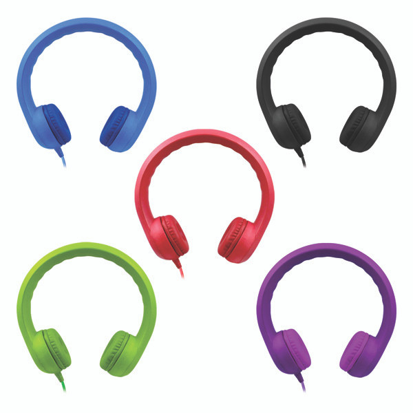 Flex-Phones™ Virtually Indestructible Foam Headphones - Color Pack  - BLUE, BLACK, RED, GREEN and PURPLE
