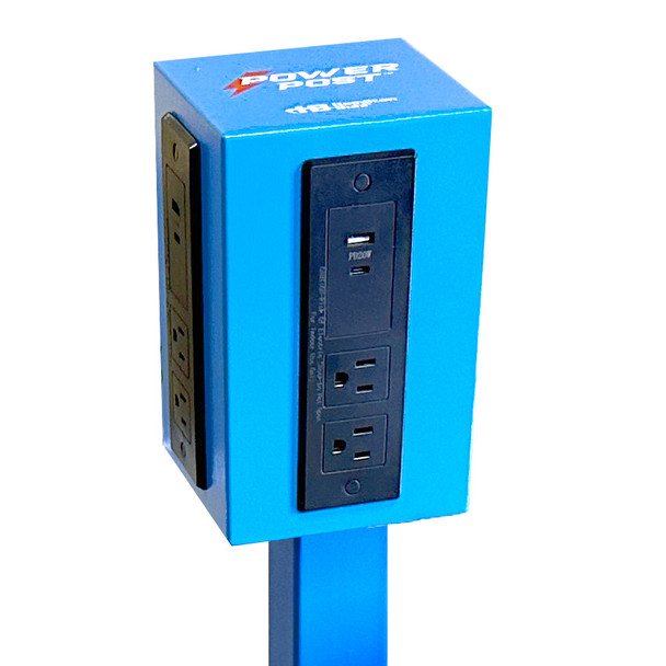 HamiltonBuhl® PowerPost™ Mobile Charging Tower with 8 AC Outlets, 4 USB and 4 USB-C Ports