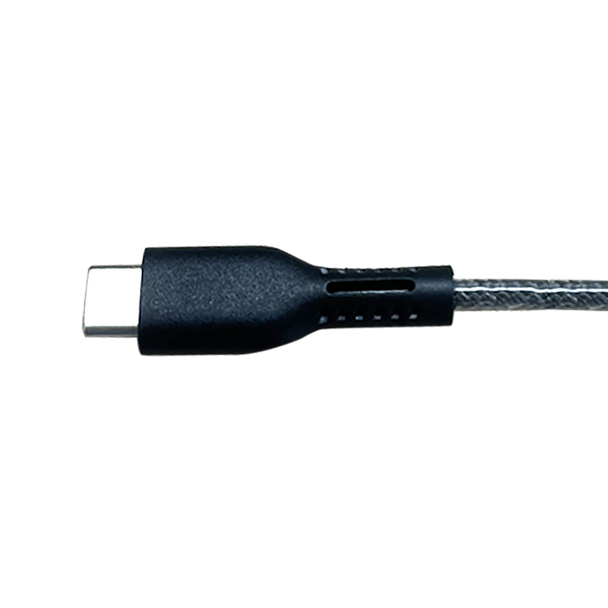 50 Pack of Smart-Trek™ Deluxe USB-C Plug Stereo Headphone with Metallic Purple Accents and In-Line Volume Control