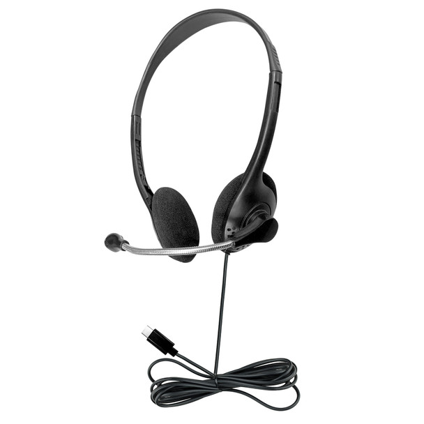 Personal Headset with Steel-Reinforced Mic, USB-C plug and Foam Ear Cushions