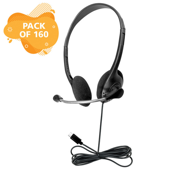 Personal Headset with Steel-Reinforced Mic, USB-C plug and Foam Ear Cushions