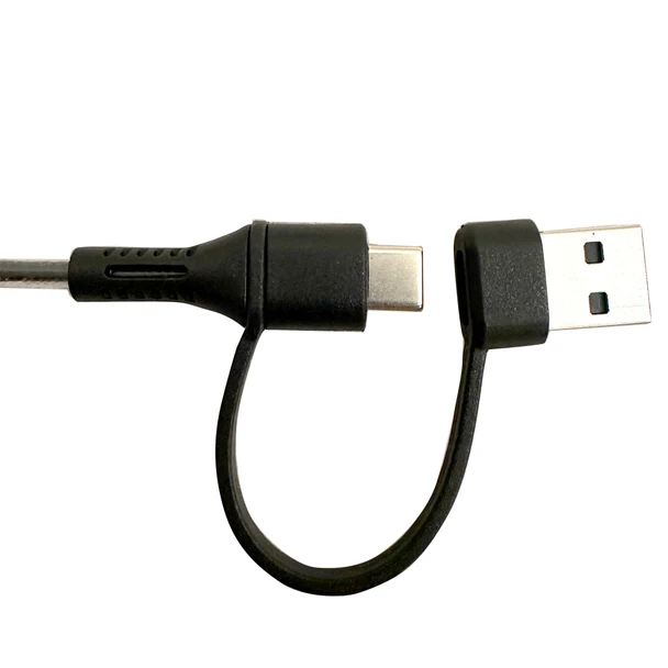 Smart-Trek™ Deluxe Stereo Headphone with USB-C Plug, USB-A Dongle and Black, Silver Accents