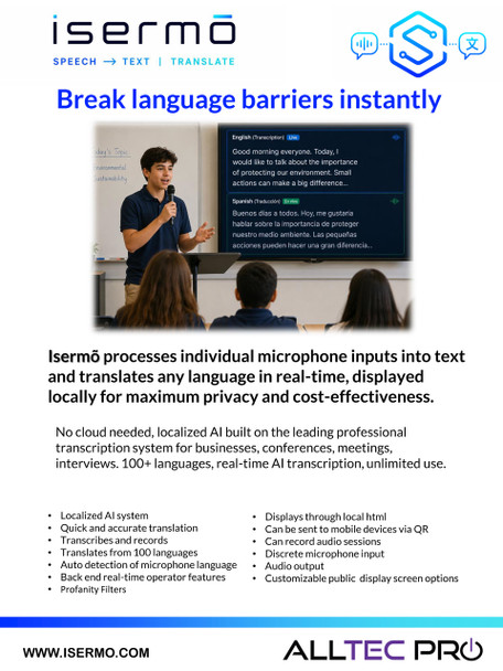 Isermo™ AI Live Translation & Captioning System