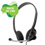 Multi-Pack of 200 Personal Headsets with Steel-Reinforced Mic, TRRS Plug and Foam Ear Cushions