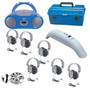 HamiltonBuhl 6-Person HygenX™ Listening Center with AudioAce™ Bluetooth® Media Player, 6 Deluxe-Sized Headphones, Carry Case, and the HygenX Vray UVC Sanitizer