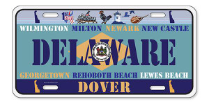 License Plate 'Delaware' 6" x 12" High Quality Emboss Metal Plate