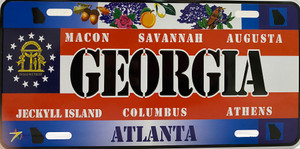 License Plate 'Georgia' 6" x 12" High Quality Emboss Metal Plate License Plate 'Georgia' 6" x 12" High Quality Emboss Metal Plate