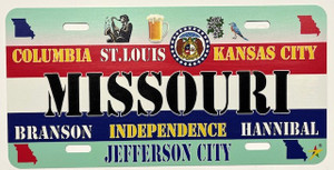 'Missouri' 6" x 12" Aluminum License Plate Made in USA