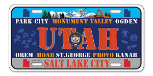 License Plate 'Utah' 6" x 12" High Quality Emboss Metal Plate