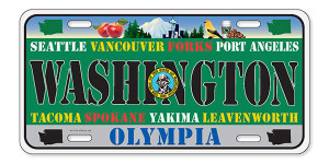 License Plate 'Washington' 6" x 12" High Quality Emboss Metal Plate License Plate 'Washington' 6" x 12" High Quality Emboss Metal Plate