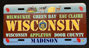 License Plate 'Wisconsin' 6" x 12" High Quality Metal Plate Made in USA