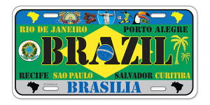 License Plate 'Brazil' 6" x 12" High Quality Emboss Metal Plate