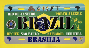 License Plate 'Brazil' 6" x 12" High Quality Metal Plate Made in USA