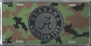 Alabama Crimson Tide Metal Camouflage Car Plate 12" x 6"