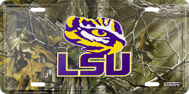 LSU Tigers Realtree CAMO License Plate 12" x 6"