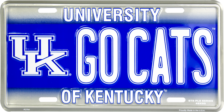 Kentucky Wildcats GOCATS Aluminum License Plate 12" x 6"