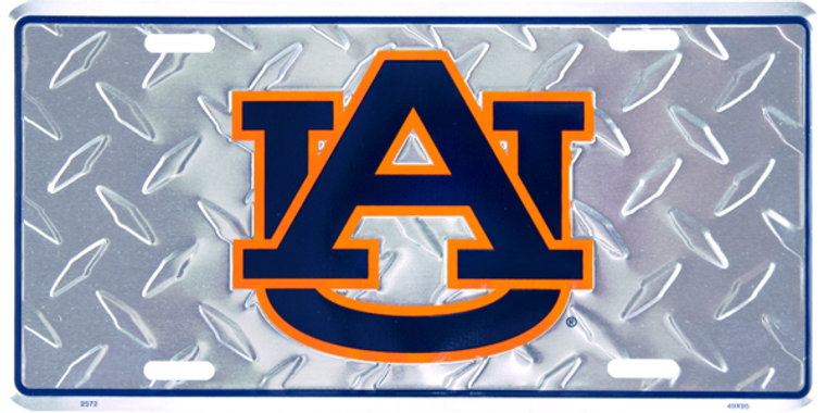 Auburn Diamond Aluminum License Plate 12" x 6"