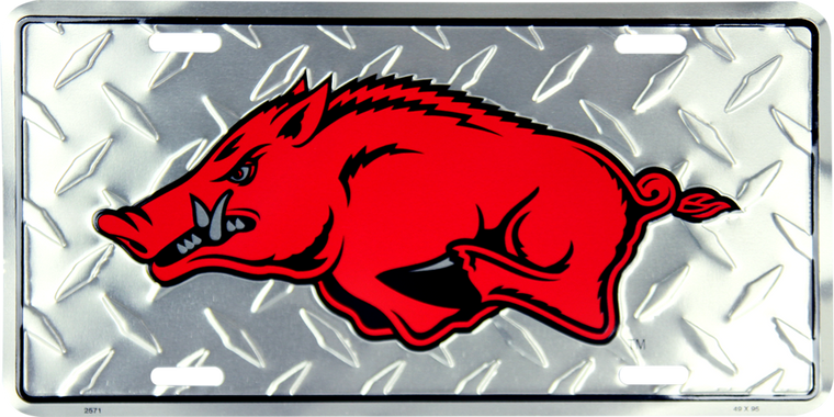 Arkansas Razorbacks Diamond Aluminum License Plate 12" x 6"