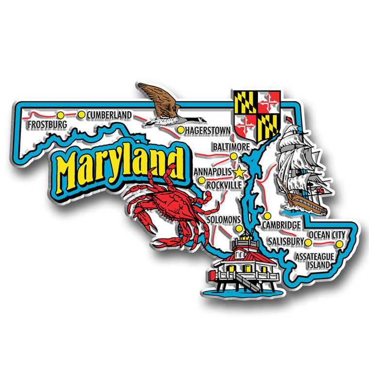 Maryland Jumbo State Magnet, Collectible Souvenirs Made in the USA