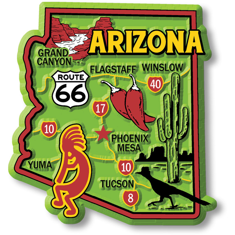 Colorful State Map Magnet -Arizona