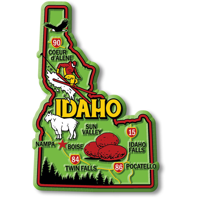 Colorful State Map Magnet - Idaho