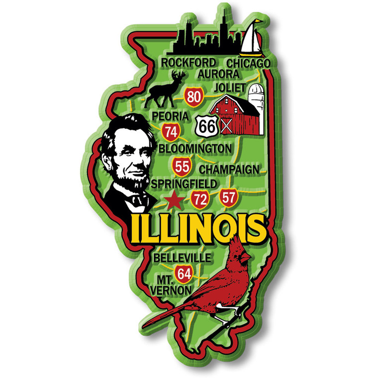 Colorful State Map Magnet - Illinois
