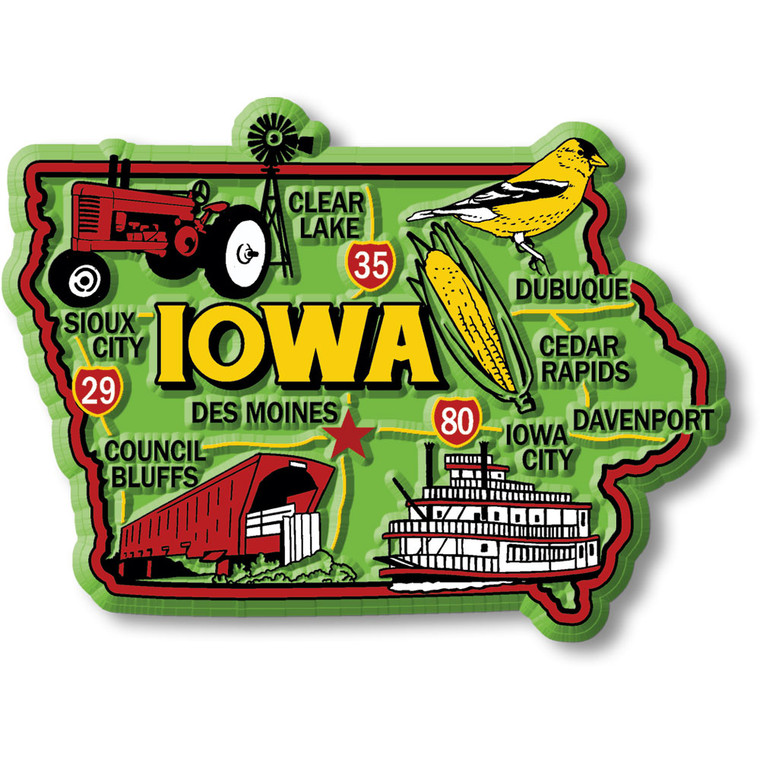 Colorful State Map Magnet - Iowa