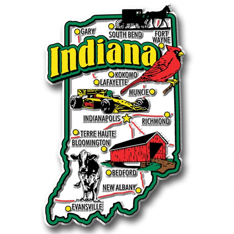 Indiana Jumbo State Magnet, Collectible Souvenirs Made in the USA