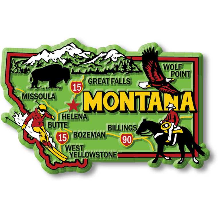 Colorful State Map Magnet - Montana