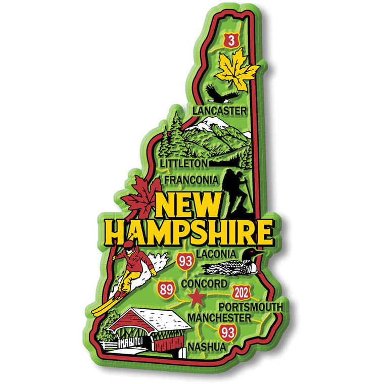 Colorful State Map Magnet - New Hampshire
