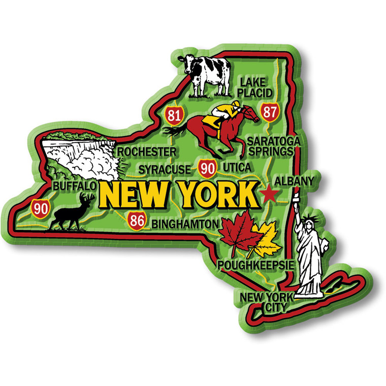 Colorful State Map Magnet - New York