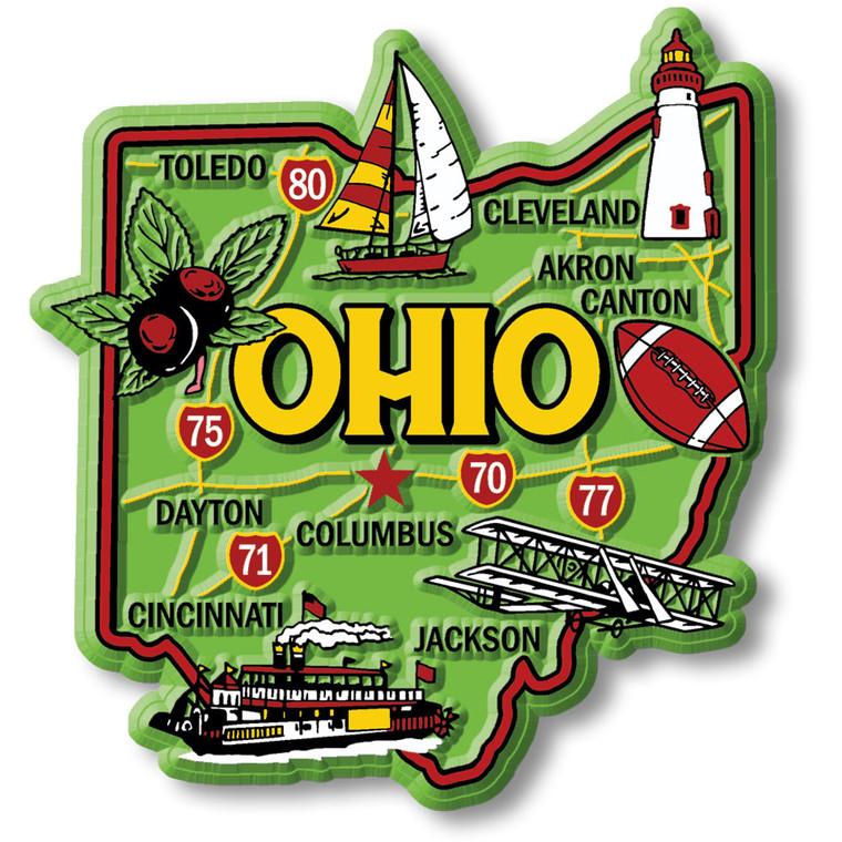 Colorful State Map Magnet - Ohio