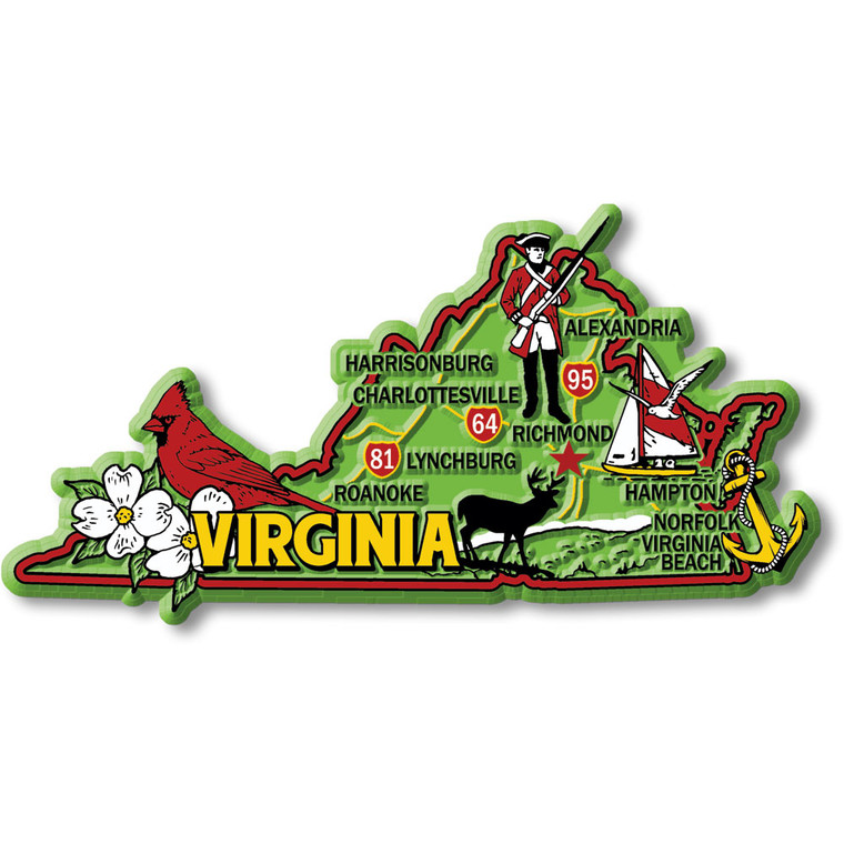 Colorful State Map Magnet - Virginia
