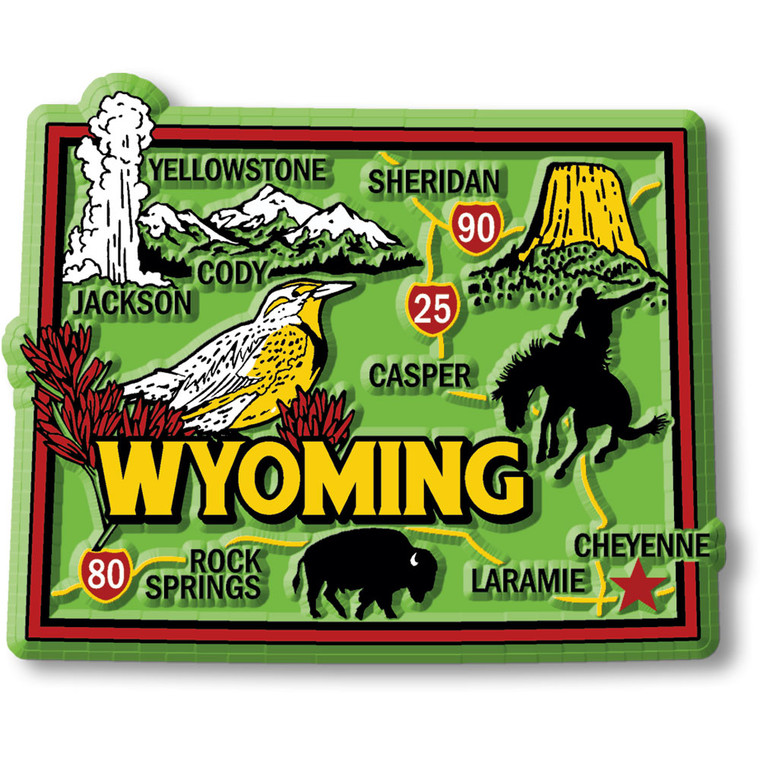 Colorful State Map Magnet - Wyoming