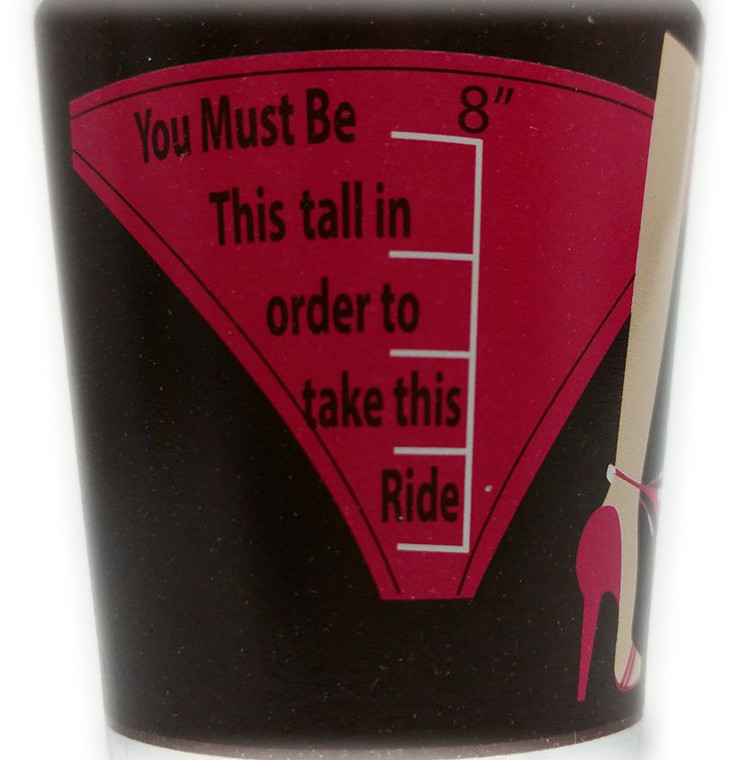 Funny Shot Glass "You Must Be 8" tall in order to take this Ride" 2 oz