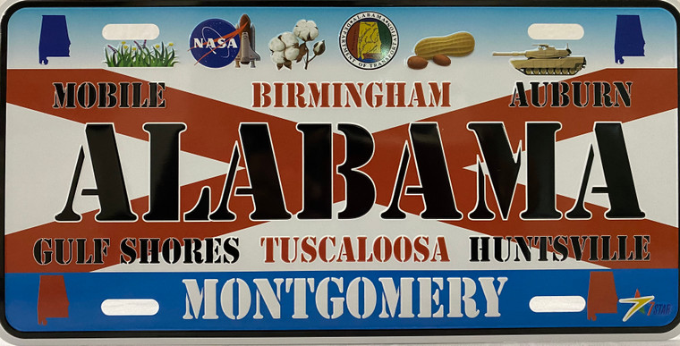 License Plate 'Alabama' 6" x 12" High Quality Emboss on Metal