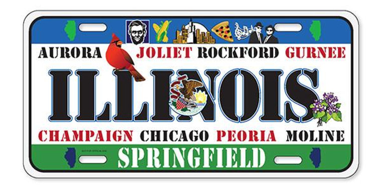 License Plate 'Illinois' 6" x 12" High Quality Emboss Metal Plate
