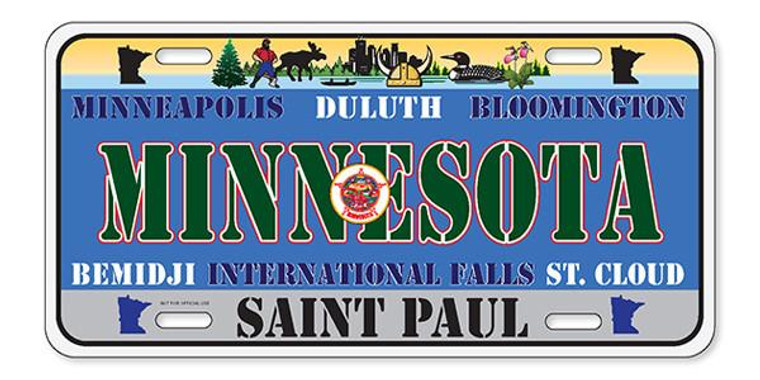 License Plate 'Minnesota' 6" x 12" High Quality Emboss Metal Plate