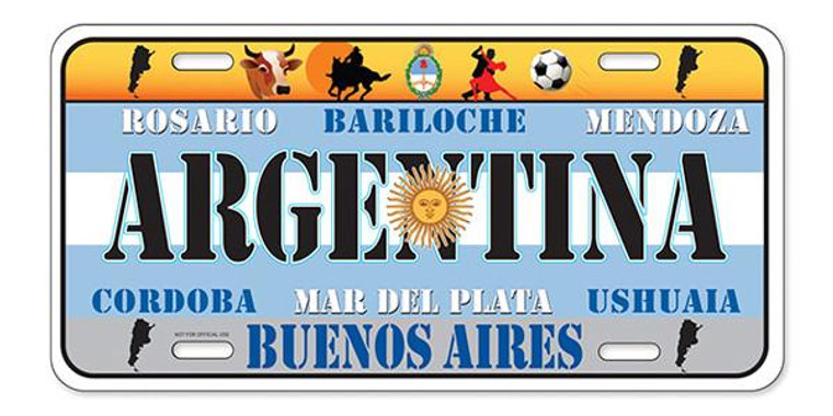 License Plate 'Argentina' 6" x 12" High Quality Emboss Metal Plate