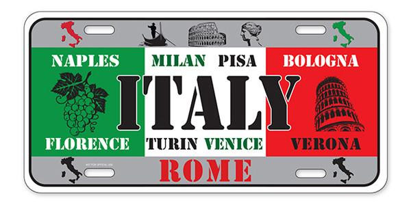 License Plate 'Italy' 6" x 12" High Quality Emboss Metal Plate