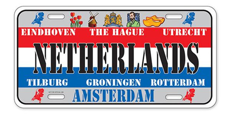 License Plate 'Netherlands' 6" x 12" High Quality Emboss Metal Plate