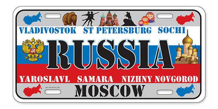License Plate 'Russia' 6" x 12" High Quality Emboss Metal Plate