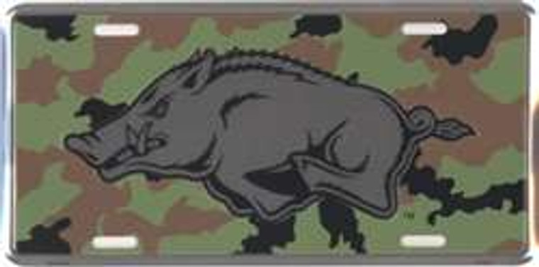 Arkansas Razorbacks Metal Camouflage Car Plate 12" x 6"