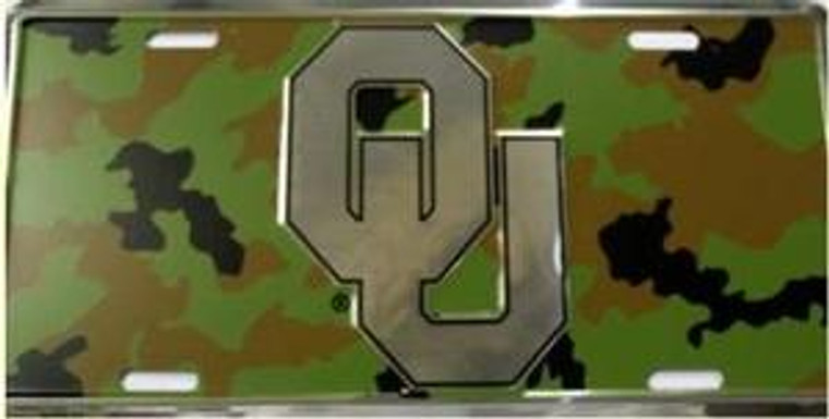 Oklahoma Sooners Metal Camouflage Car Plate 12" x 6"