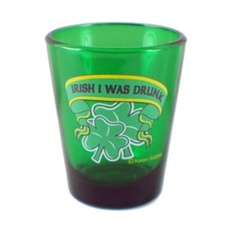 Green Shot glass "Irish I was Drunk" 2 oz